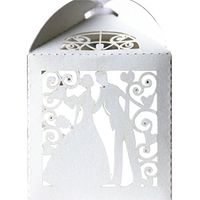 Pixnor 50pcs Hollow Bride and Groom Style Party Wedding Favor Ribbon Candy Boxes Gift Box