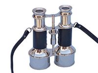 SHAHIN Antique Brass Binocular Black &White Leather Box Telescope Color Victorian Marine 1915 with Leather Cove