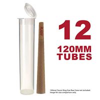 120MM Clear Doob Tubes | 12 Pack | Waterproof Airtight and Smell Proof Blunt Vial Container | Child Resistant with Squeeze Pop Tops | BPA-FREE | Ideal for Storing King Size Pre Rolled Raw Cones