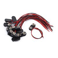 uxcell 14pcs 15cm Wire Faux Leather 9V Block Battery Clips Buckles Black Red