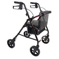 ProBasics 4 Wheel Medical Rolling Walker with Wheels, Seat, Backrest and Storage Pouch - Rollator Walker for Seniors- Durable Aluminum Frame Supports up to 300 lbs, 8-inch Wheels, Burgundy Flame