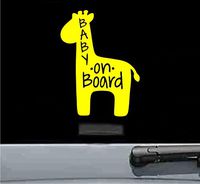 JS Artworks Baby on Board Giraffe Vinyl Decal Sticker (Yellow)