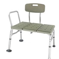 Azadx Bath Chair, Adjustable Handicap Shower Chair Seat Bench Transfer Bench with Arms and Backs, 3 Blow Molding Plates Aluminium Alloy for Seniors Elderly Baby Bathtub Lift Chair (Gray)