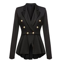 Gillberry Women Coat, Women's Long Sleeve Blazer Ruffles Button Casual Jacket Coat Outwear (Black, XL)