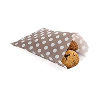 Disposable Paper Bags, Cookie Bags, Deli Bags, Bakery Bags - Grey with White Polka Dots - 7" x 5" - 100ct Box - Restaurantware