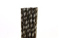 Black French Damask Paper Straws (25)