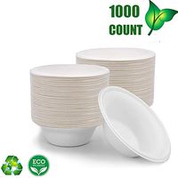 OURhome Disposable Bowl 100% Compostable Biodegradable Heavy Duty Eco-Friendly Sugarcane Fiber Bagasse Eco-Friendly Great for Picnics, BBQs,and Parties (8 Oz/1000 Pcs)