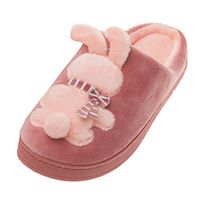 Theoylos Women's Warm Indoor Slippers Fleece Plush Bedroom Shoes Couples Warm Soft Cotton Slippers Winter House Shoes Watermelon Red
