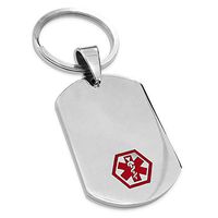 Tioneer Stainless Steel Classic Medical Alert ID Dog Tag Keychain Keyring, Blank