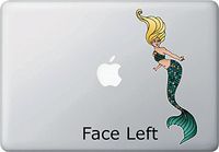 Mermaid - Sirena - Vinyl MacBook Laptop Decal Sticker - Copyright Yadda-Yadda Design Co. (3.5"w x 8"h) (Color Choices) (MD, Blonde Face Left)