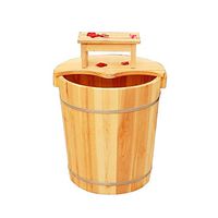 Foot Tub, Natural Wood Foot Spa Wooden Tub, Household Foot Bath Barrel, Sauna Bucket Wooden Foot Bath, with lid，Double Ear
