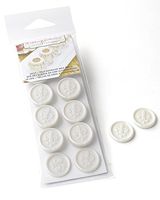 FLEUR DE LIS WHITE SELF-ADHESIVE FAUX WAX SEALS