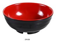 Yanco CR-538 Black and Red Two-Tone Noodle Bowl, 36 oz Capacity, 3" Height, 7.875" Diameter, Melamine, Black/Red Color, Pack of 24