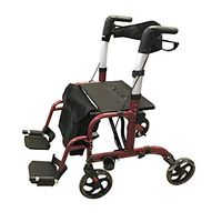 Hitkey Aluminium Rollator & Transit Wheelchair with Shopping Bag,Height Adjustable, Lightweight Transport Chair with Locking Hand Brakes 8" Wheels, Removable & Flip Up Arms for Easy Transfer