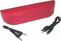 Nutek BT-2102M-3/Red Portable Bluetooth Speaker handsfree w/ MIC rechargeable li-ion battery table-top mini speaker boombox USB/BT/FM/AUX/2 colors