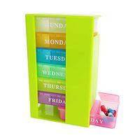 21 Detachable Compartments Pill Organizer Weekly Case Holder Large Travel Medication Reminders Daily AM PM, 7 Day Compact Medicine Dispenser Container Twice 3 Times a Day, Multi-Colored Box Cabinet