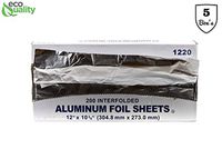 Premium Pre Cut Aluminum Pop up Sheets 12 x 10-3/4 inches (1000 Count) - Great for Restaurants, Lunch, Takeout, Togo, Sandwiches, Catering, Kitchen, Grill, Stove, Baking, BBQ, Disposable (5 Box's)