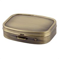 uxcell Metal Rectangle 2 Grid Moistureproof Medicine Holder Pill Storage Box 55 x 45 x 15mm Bronze Tone