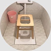 WFGNG Elderly Toilet Chair, Toilet Simple Old Man Squat Pit Assist Squatting Toilet Stool Wood Seat Artifact Elderly Adult Toilet (Color : Brown, Size : 25cm)