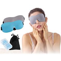 Memory Foam Sleep Eye Mask, Atrest Unisex Beauty 3D Contoured Super Soft Night Mask New Design Lightweight Blackout Sleeping Eye Cover for Women Naps Airplane Travel, 2 Pack, Gray/Blue