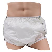LeakMaster Snap On Style Adult Plastic Pants - Large White