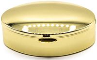 Gold Classic Oval Pocket Purse Portable Travel Pill Box & Medicine Organizer (2 Compartments)