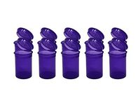 12 pc Pack of 8 Dram Squeeze PoP Top USA Certified Child Resistant One Piece Plastic Container (Violet - Transparent)