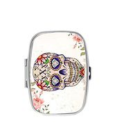 Pink Floral Sugar Skull art Personalized Custom HOT Sale stainless steel Pill Case Box Medicine Organizer Gift Box