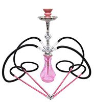 4 Hose Hookah Pipe Pink Butterfly 21" Huka Shisha Nargila + Four Pro Hooka Hoses