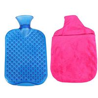 Healifty Rubber Hot Water Bottle Bag with Plush Cover for Pain Relief Cold Therapy