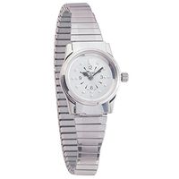Ladies Chrome Quartz Braille Watch with Chrome Expansion Band