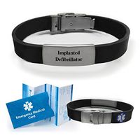 "IMPLANTED DEFIBRILLATOR" Sport/Slim Medical Alert ID Bracelet for Men and Women