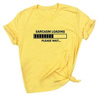 Eoeth Women Short Sleeve Charging Letter Printed Casual T-Shirt Blouse Top Sarcasm Loading Pullover Shirts Tracksuits Yellow