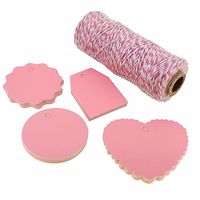 Pink Paper Gift / Price Tags with Cotton Twine for Gift Wrapping Packaging, Set of 48 (Mix)