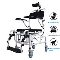 Nurth Tilt-in-Space Reclining Shower/Toilet Commode Chair, with Padded Seat, Back, Armrests. Care 4-in-1 Multifunction Chair, Flip-up Arm and Foot Rests, Commode Pail and Adjustable Headrest