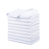 KinHwa Microfiber Dish Cloths Super Absorbent Kitchen Wash Cloth Dish Rags for Washing Dishes Fast Drying Cleaning Cloth with Scrub Side (Whitex9, 12inchx12inch)