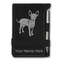 Mini Notepad, Chihuahua Dog, Personalized Engraving Included (Black with Silver)