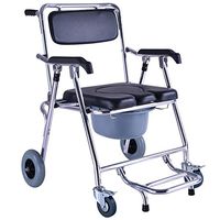 Mobile Bedside Toilets and Transport Wheelchairs Lightweight Folding Mobility Assistance for The Elderly and Disabled, Shower Wheelchairs with Brakes
