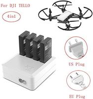 Battery Charger for DJI Tello Drone, Rucan 4in1 Multi Battery Charger Hub RC Intelligent Quick Charging (US Plug)