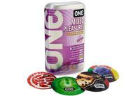 ONE Mixed Pleasures Premium Lubricated Assorted Sensatex Latex Condoms (6 Styles), 12-count Tin