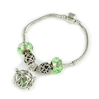 Sier Basket Aromatherapy Perfume Essential Oil Diffuser Bracelet Locket With Lava Stone (Green)
