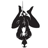 MARVEL COMICS SPIDERMAN HANGING UPSIDE DOWN VINYL STICKERS SYMBOL 5.5" DECORATIVE DIE CUT DECAL FOR CARS TABLETS LAPTOPS SKATEBOARD - BLACK