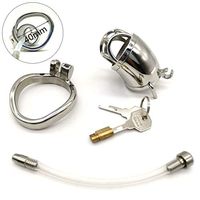 a-YUEYUE Stainless Steel Male Short Cage Device Small Ring Tube for Men, 3 Sizes Optional