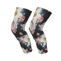 Knee Sleeve Vintage Floral Flowers Full Leg Brace Compression Long Sleeves Pant Socks for Running, Jogging, Sports, Crossfit, Basketball, Joint Pain Relief, Men and Women 1 Pair