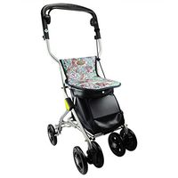 Seat & Roller Bar Covers Walker Shopping Helper Patient Fracture Walking Aid Convenient Folding Carrying Elderly Armrest Crutches Four-Wheeled Walker (Color : Silver, Size : 5043cm)