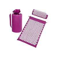 Acupressure Mat Head Neck Back Foot Massage Cushion Pillow for Yoga Spike Mat Anti-Stress Acupuncture Needle Massager,Purple in Set