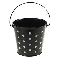 Polka Dot Metal Pail Buckets Party Favor, 5-inch (Black)
