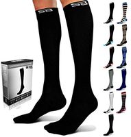SB SOX Lite Compression Socks (15-20mmHg) for Men & Women - BEST Stockings for Running, Medical, Athletic, Edema, Diabetic, Varicose Veins, Travel, Pregnancy (Solid - Black, S/M)