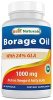 Best Naturals Borage Oil 1000 mg 90 Softgels - 24% GLA promotes healthy skin, metabolic & cellular health*
