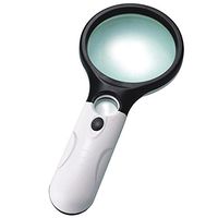 Happy Hours - Handheld Led Light Magnifier / 3 x Magnifying for Large Lens and 45 Times for Small Lens Reading Glass/Simple Illumiated Magnifier Mirror
